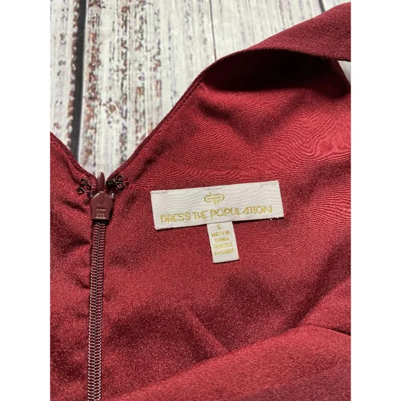Dress the Population Sam Shirred Burgundy Elegant Jumpsuit NWOT Small - Picture 6 of 8